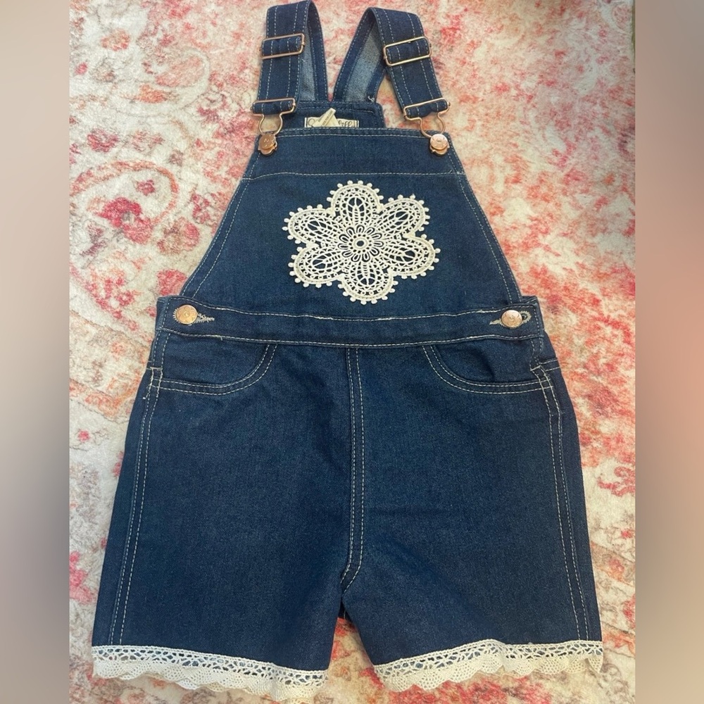 Denim Overalls with Lace Detail